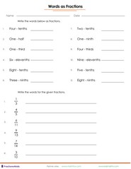 Fractions vocabulary and expressions