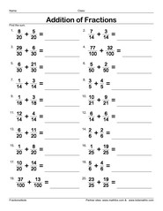 Addition of fractions with large denominators