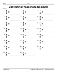 Convert fractions to decimals