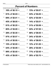 Find the percentage of money values