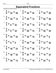 Finding numerators for three equivalent fractions