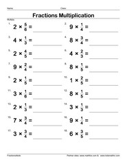 Multiplication of whole numbers by fractions