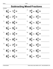 Subtracting mixed fractions